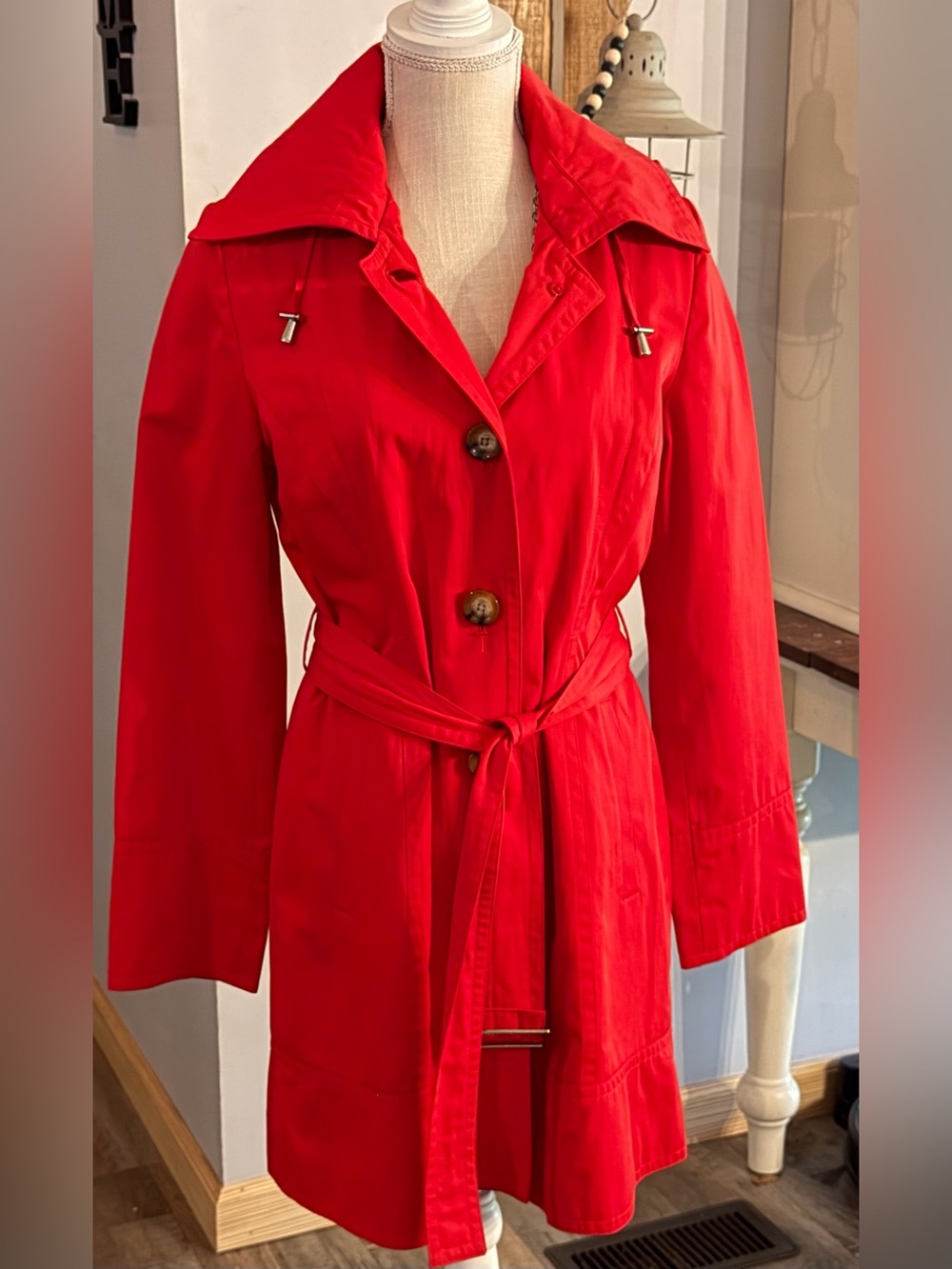 Michael Kors Red Belted Trench Coat